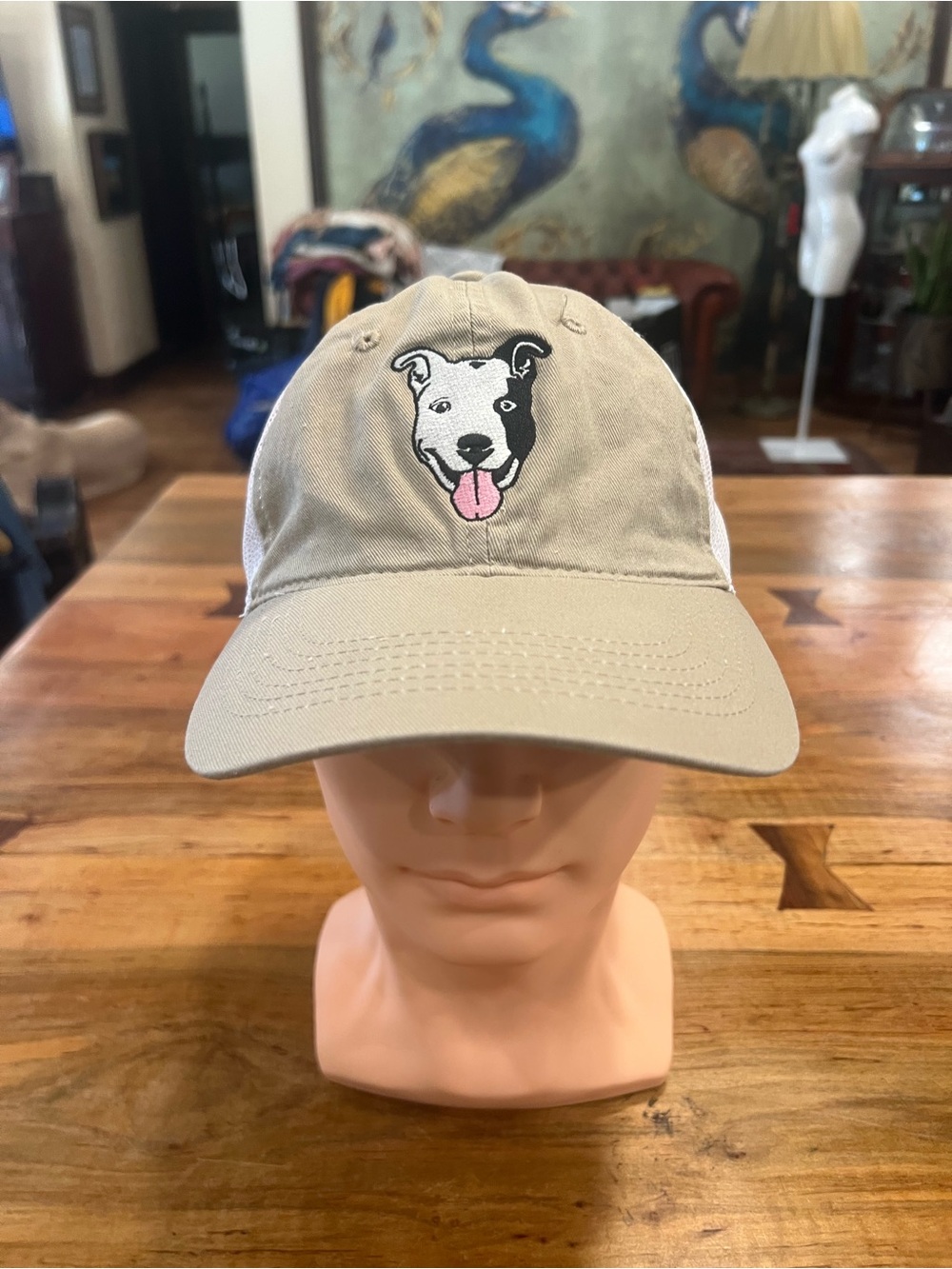 Khaki Dog Patch Mesh-Back Baseball Cap